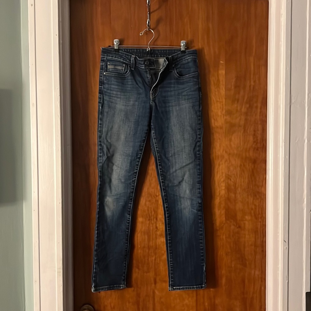 2 pairs of dark jeans - Levi’s Mid Rise Skinny + JCrew Toothpick Stretch